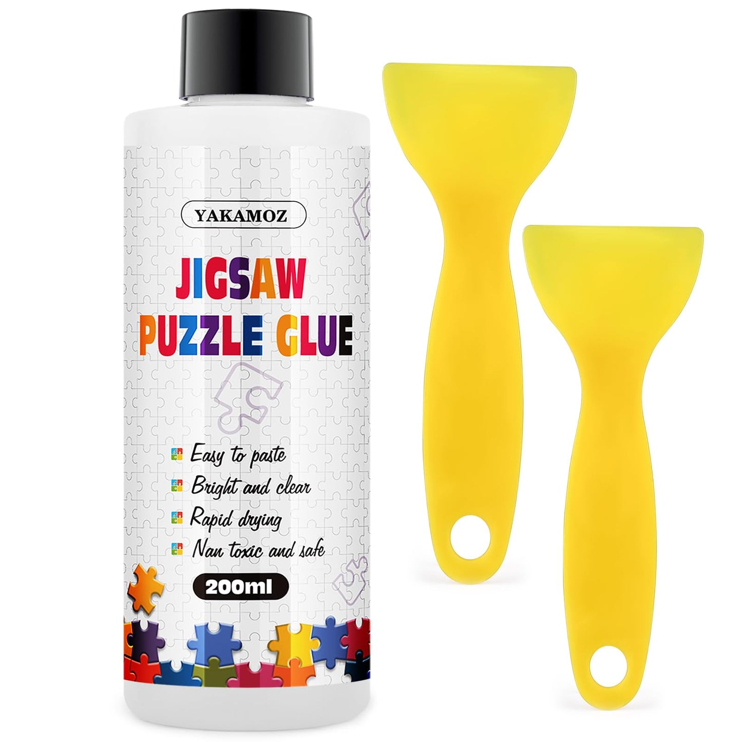 HotYAKAMOZ Clear Jigsaw Puzzle Glue with Precision Applicator – Non-Toxic, Quick Dry & Water-Soluble for Puzzles up to 5000 Pieces (200ML)