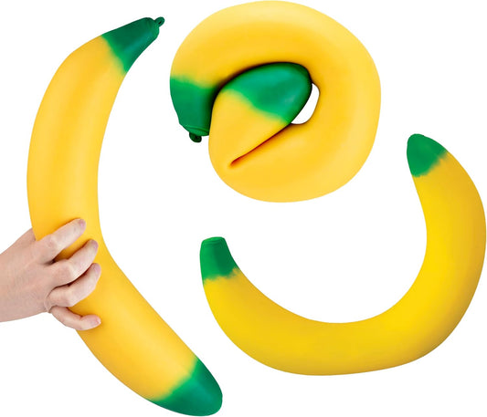 HotORB Easy Sqweezy Giant Stretchy Banana - Stretches Up to 6 Feet Long - Huge Jumbo Sized Squishy Fruit Toy, Perfect to Squeeze for Stress Relief - Fun Sensory / Fidget Novelty Toy for Kids and Adults
