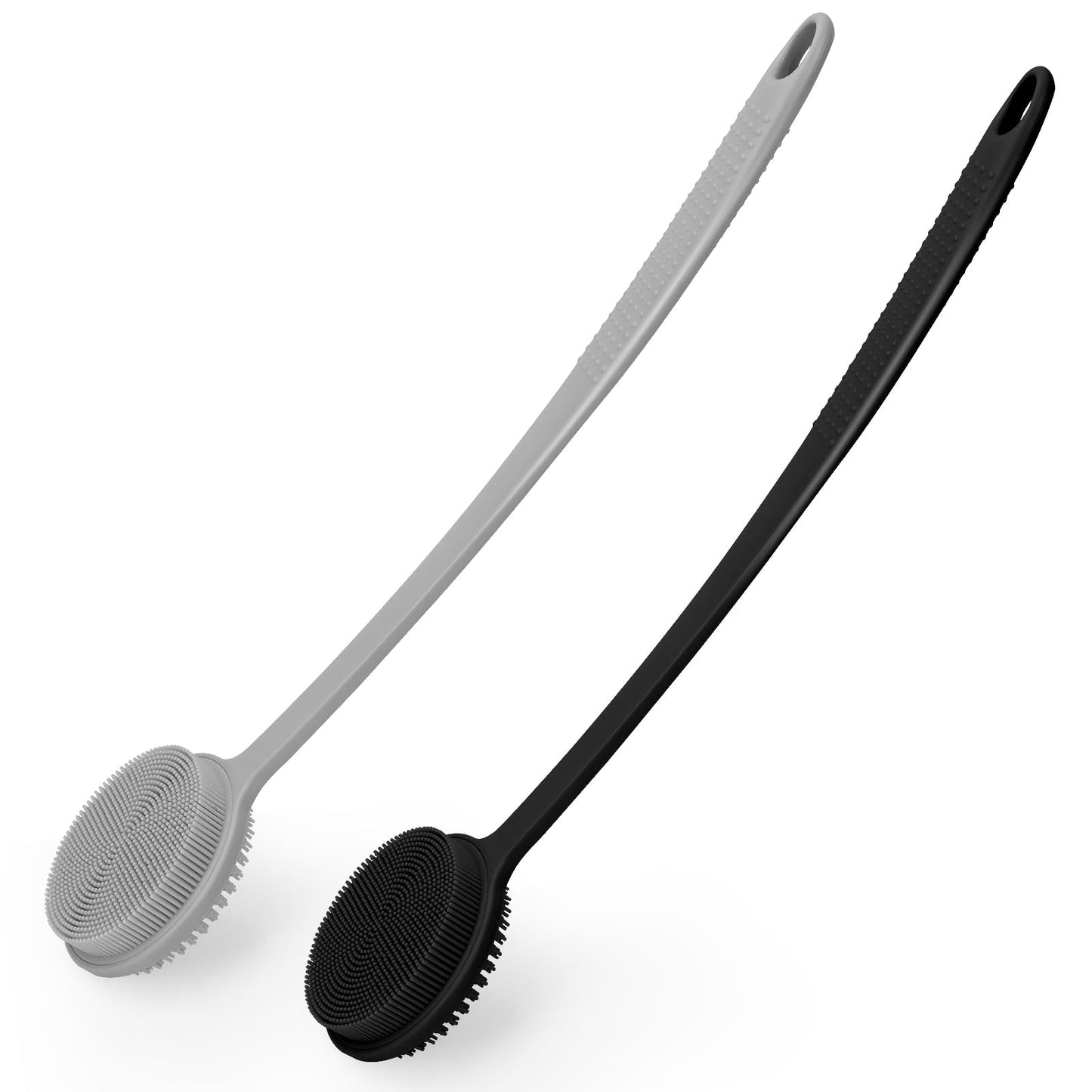HotSilicone Back Scrubber for Shower, 17in Lengthen Long Handle Body Brush, Double Sided Shower Brush for Shower Exfoliating and Massage Can Produce Rich Foam, Long Handle Back Scrubber for Men