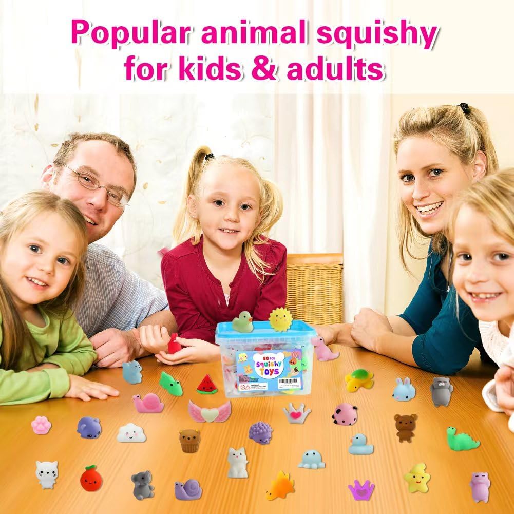 Hot80Pcs Party Favors for Kids 4-8, Kawaii Squishies Mochi Squishy Toy Bulk Fidget Sensory Toys Birthday Gifts for Boys Girls, Easter Basket Stuffers Egg Fillers Treasure Box Classroom Prizes Goodie Bag