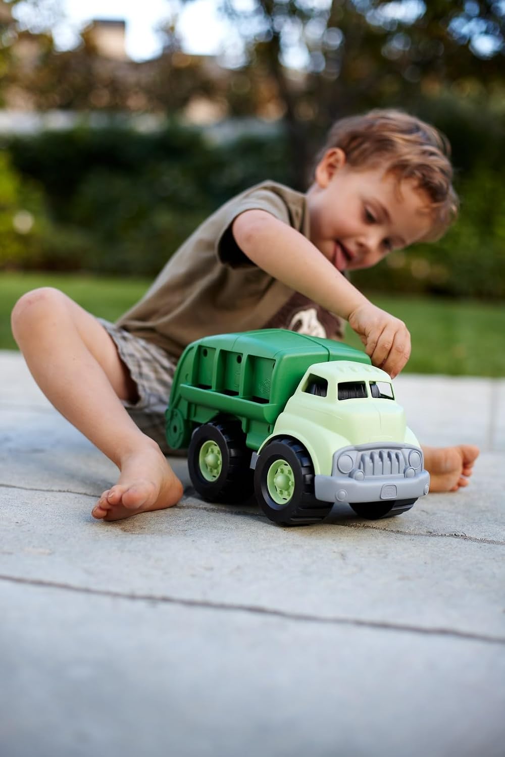 Hot Green Toys Recycling Truck in Green Color - BPA and Phthalates Free Garbage Truck for Improving Gross Motor, Fine Motor Skills. Kids Play Vehicles