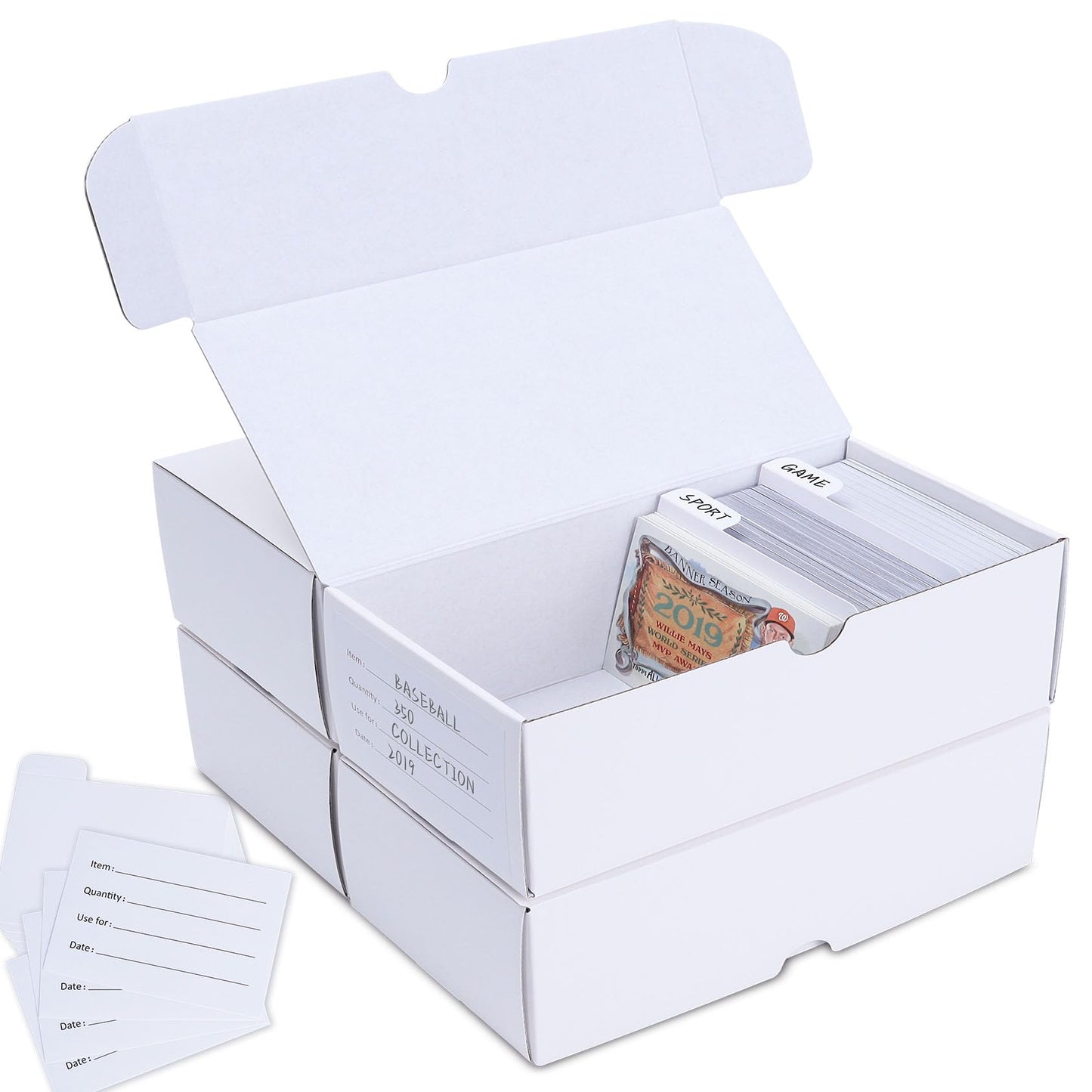 Hot Trading-Card Storage Box, 8-Pack • 1000 Count Corrugated Cardboard Storage Box with dividers & labels for TCG/Magic/Mtg storage and Collection, 14.4 INCH Horizontal