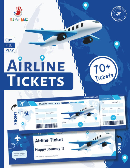 Hot Cut-Fill-Play Airline Tickets: Blank Airline Ticket to cut, fill and play, for your child's Airlines | Blank Aeroplane Tickets, Blank Flight Tickets for kids