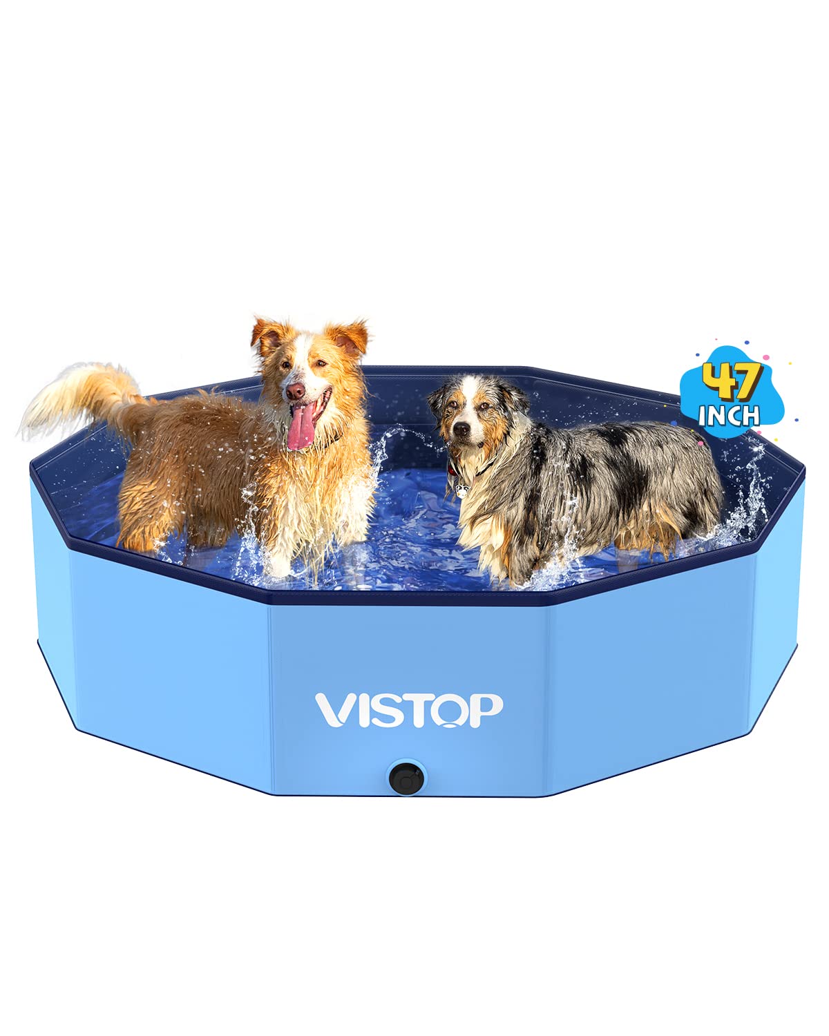 Hot VISTOP Extra Large Foldable Dog Pool XXL, Hard Plastic Shell Portable Swimming Pool for Dogs Cats and Kids Pet Puppy Bathing Tub Collapsible Kiddie Pool (67inch.D x 11.8inch.H, Blue)