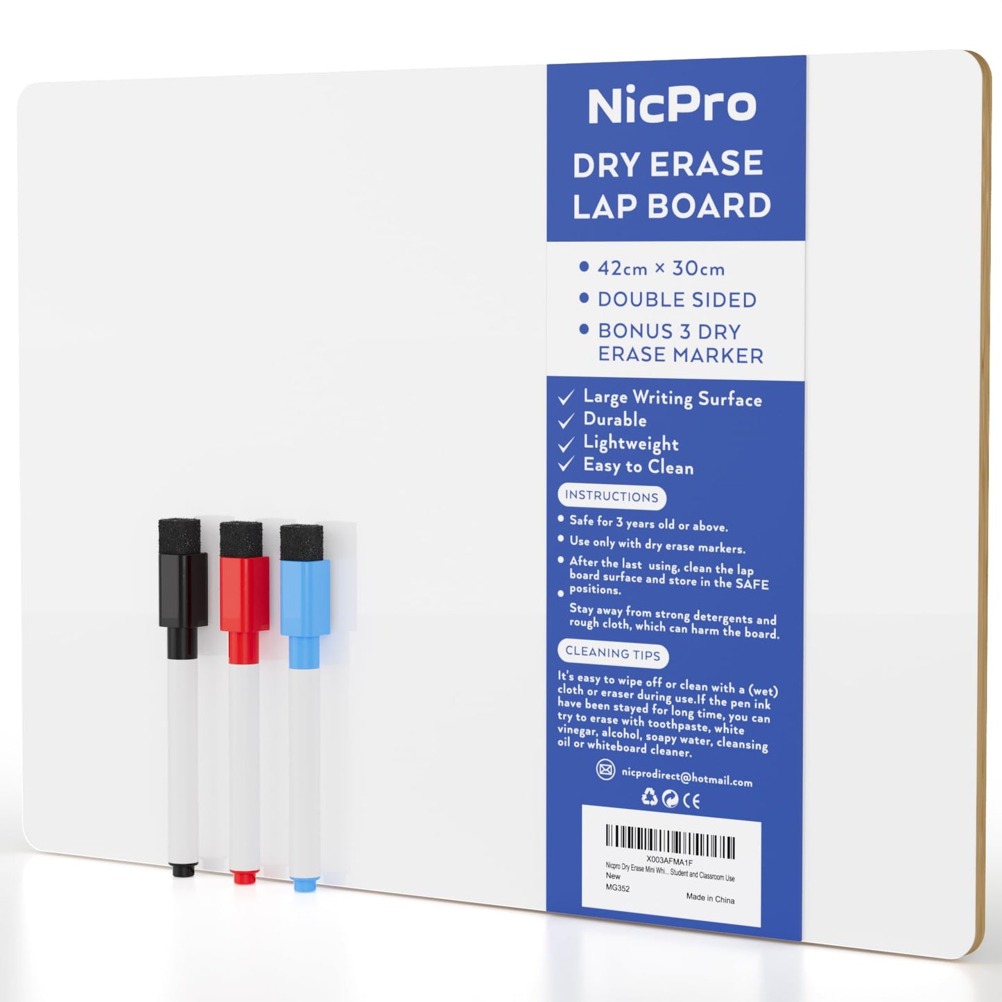 Hot Nicpro Dry Erase Lap Board 9 x 12 inches 2 Pack Ruled Kid Double Sided Blank & Lined Small Lapboard with 8 Pens, 2 Eraser, Learning Mini Whiteboard Portable for Student and Classroom Use