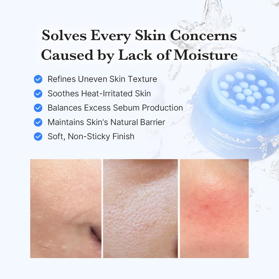 Hotmedicube Capsule Cream with Hyaluronic Acid | 120H Lasting Hydration, Barrier Care, Calming Daily Facial Moisturizer For All Skin Types | Panthenol & Ceramides | Korean Skincare, 1.94 oz