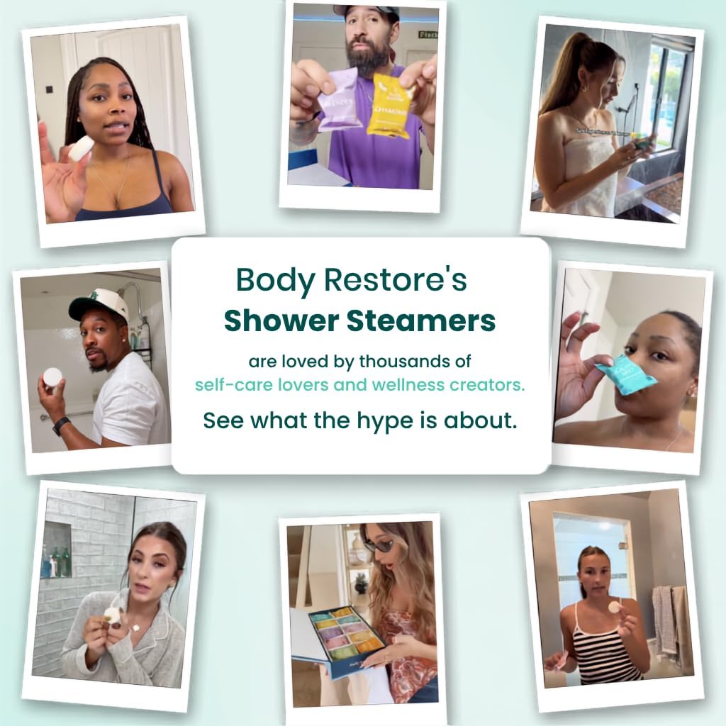 HotBodyRestore Shower Steamers Aromatherapy, Self Care Gifts, Relief 15 Pack | Birthday Gifts for Women & Men, Spa Stress Relief & Relaxation, Eucalyptus & Menthol Essential Oil Tablets