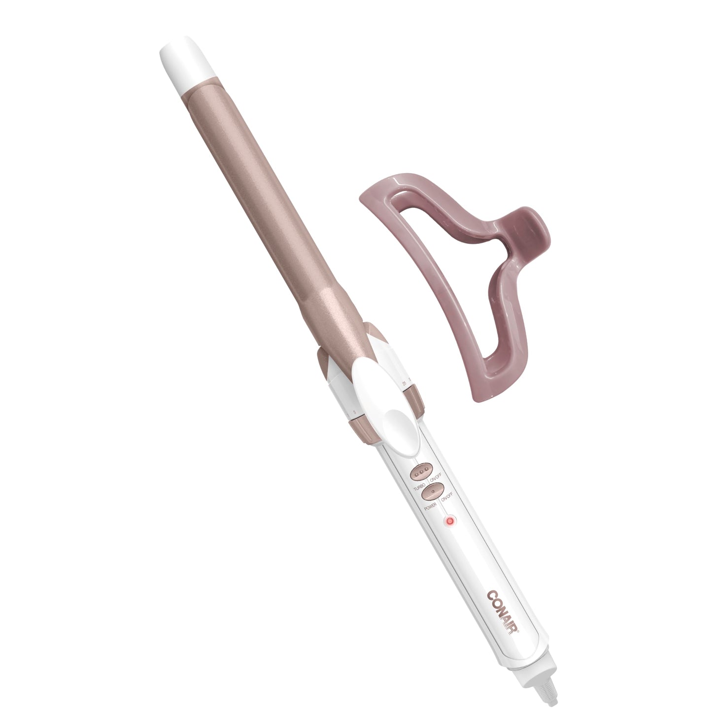 HotConair Curling Iron, Double Ceramic, 1" Barrel, White/Rose Gold | Hair curler and hair waver for medium to long hair with 30 heat settings, built-in heat protection, a cool tip, and auto off