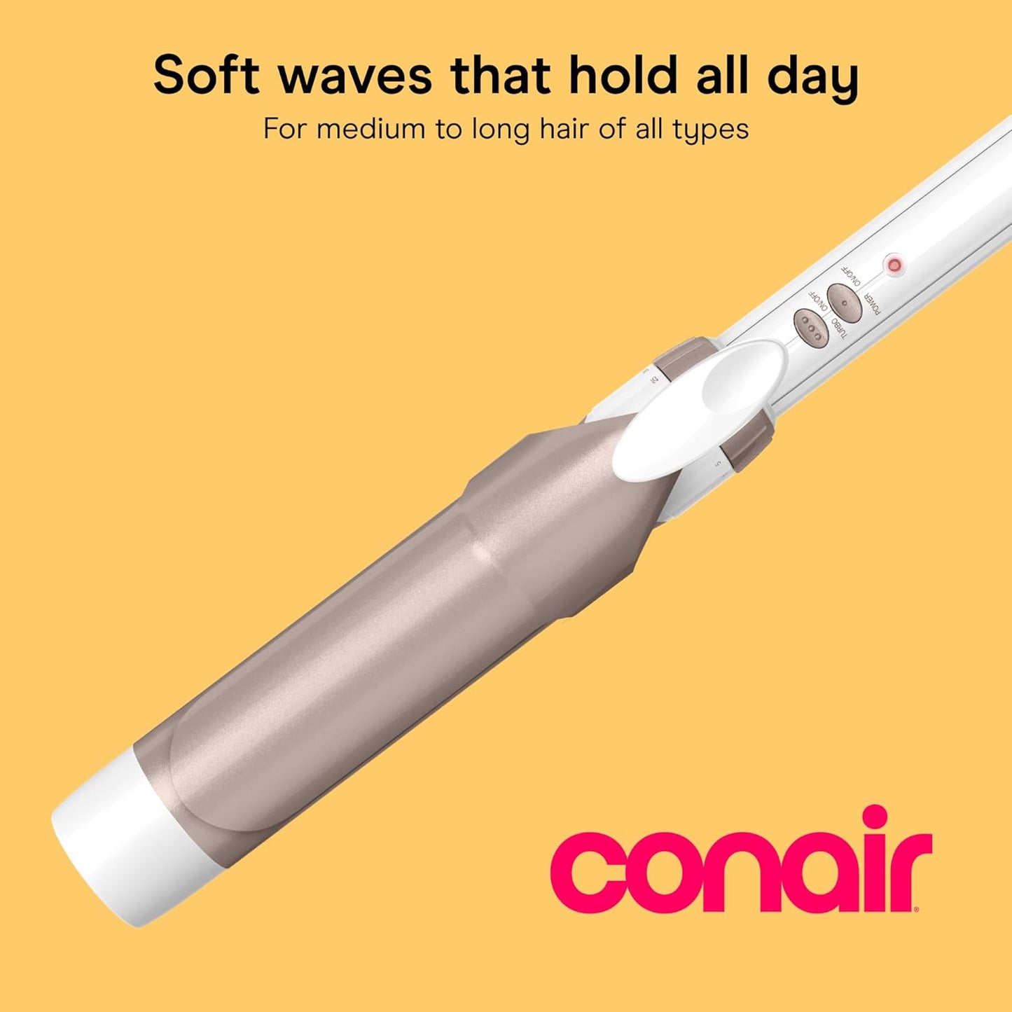 HotConair Curling Iron, Double Ceramic, 1 1/2" Barrel, White/Rose Gold | Hair curler and hair waver for medium to long hair with 30 heat settings, built-in heat protection, a cool tip, and auto off