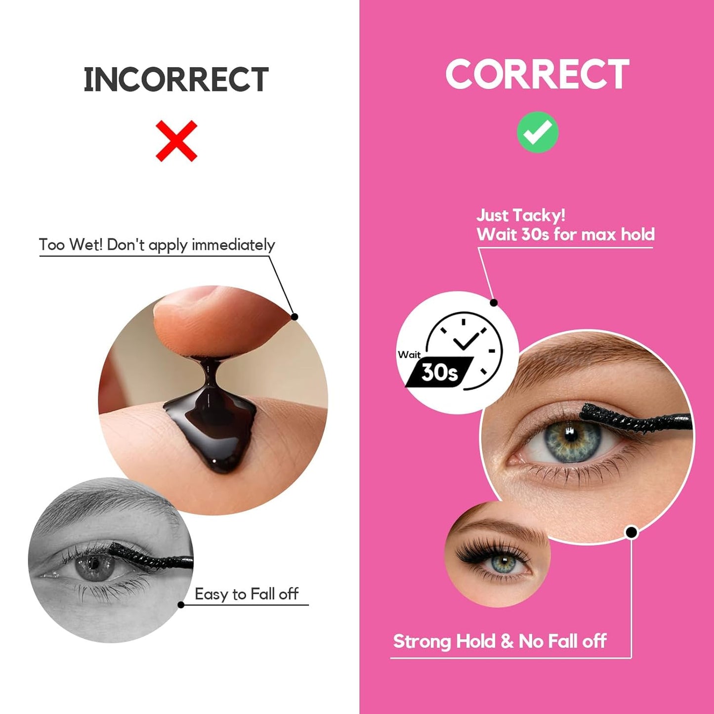 HotLA MAESII Lash Cluster Glue, Lash Bond and Seal for Eyelash Clusters, 10ml Bond and Seal, Waterproof, 2-in-1 Home Use, Strong Hold for 72H