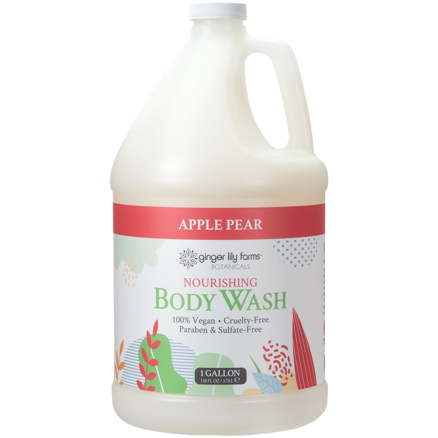 HotGinger Lily Farms Botanicals Nourishing Body Wash, Island Tranquility, 100% Vegan & Cruelty-Free, Green Tea Lemongrass Scent, 1 Gallon Refill (128 fl. oz.)
