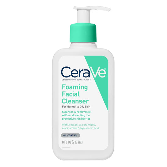 HotCeraVe Foaming Facial Cleanser, Daily Face Wash for Oily Skin, Hyaluronic Acid + Ceramides + Niacinamide, Fragrance Free, Non-Drying Oil Control Face Wash, 8 Fluid Ounces