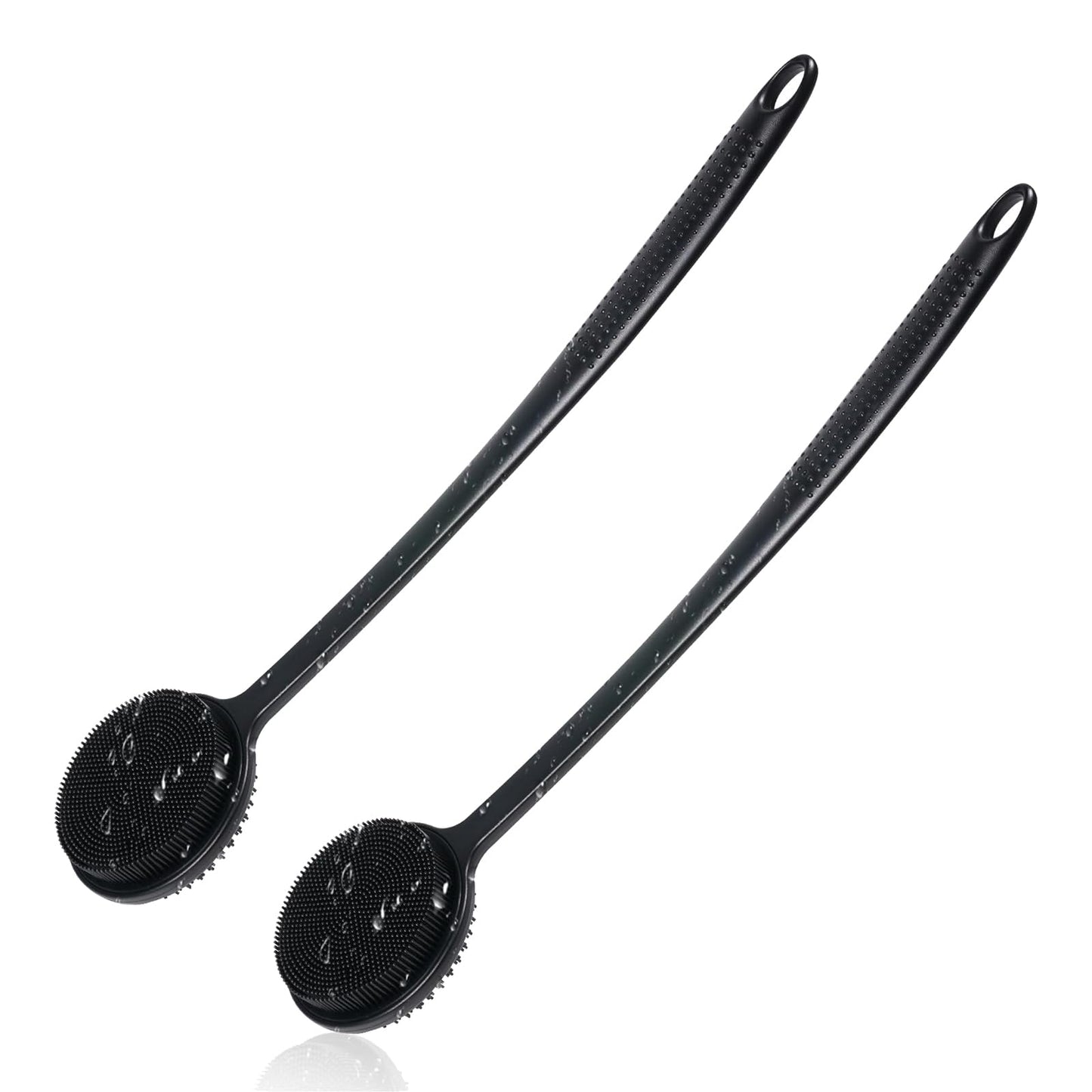 HotSilicone Back Scrubber for Shower, 17in Lengthen Long Handle Body Brush, Double Sided Shower Brush for Shower Exfoliating and Massage Can Produce Rich Foam, Long Handle Back Scrubber for Men