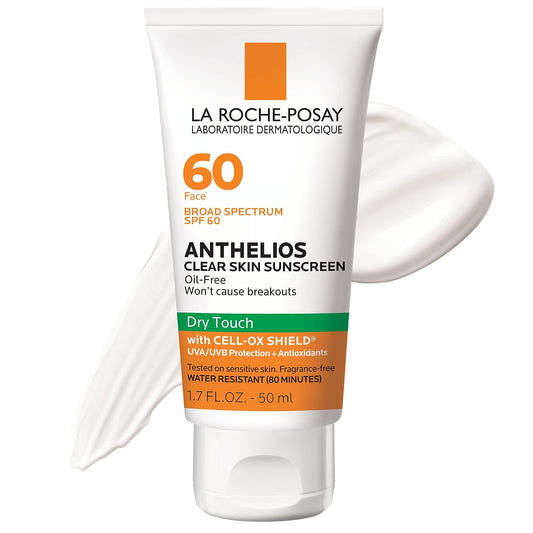 HotLa Roche-Posay Anthelios Clear Skin SPF 60 Sunscreen for Face & Body, 3oz | Oil-free dry-touch sunscreen with antioxidants that absorbs excess oil, leaves a non-greasy finish, and is oxybenzone free.