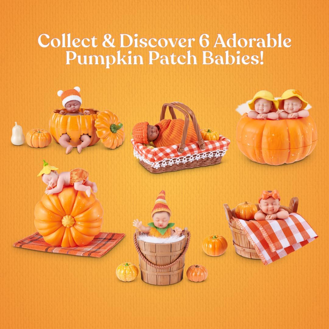 HotMy Mini Baby Pumpkin Patch Series 1 by ZURU – Collectible Mystery Capsule Baby Doll with Swaddle & Themed Accessory, Miniature Toy for Girls & Collectors.