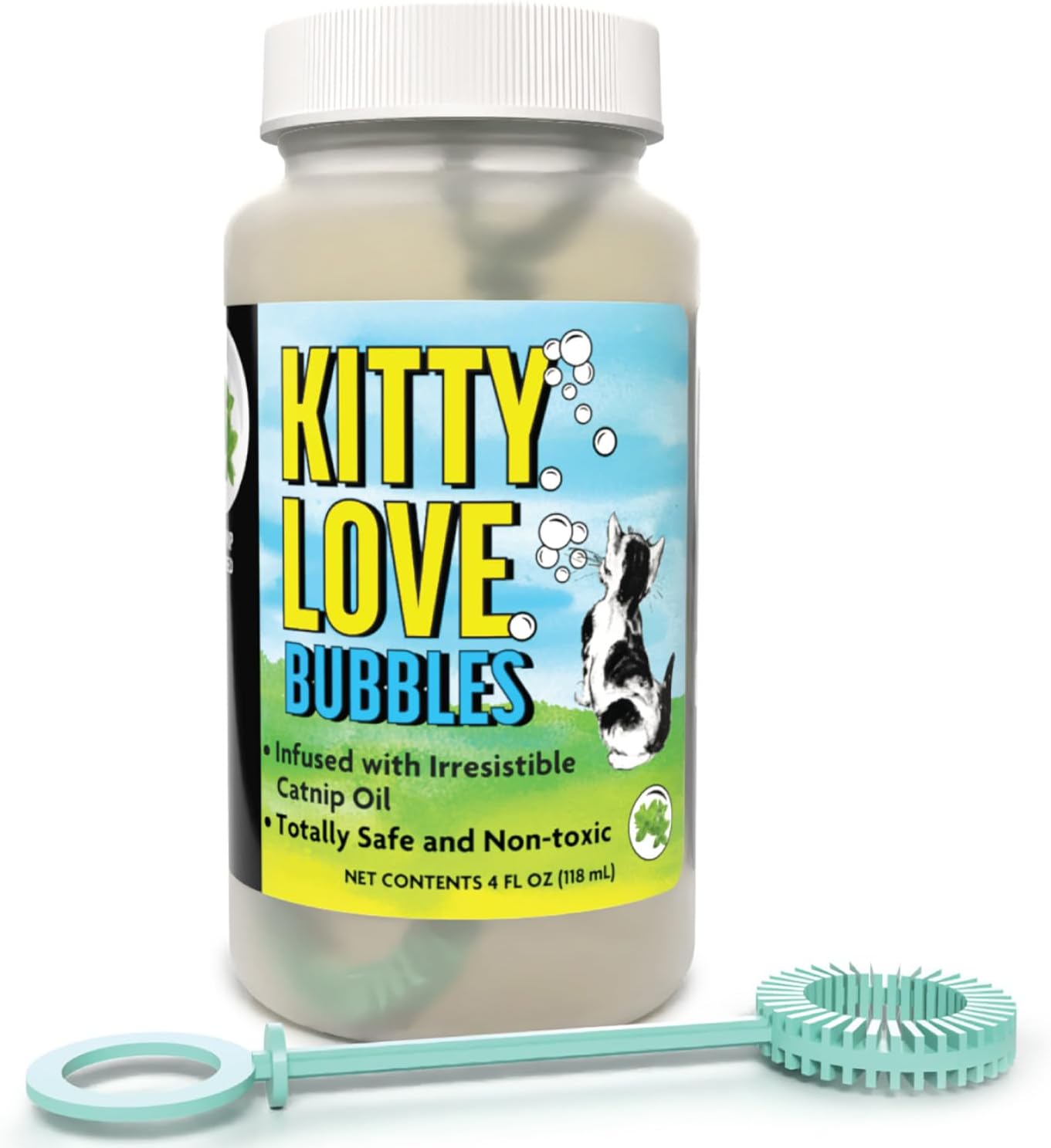 Hot Kitty Love Bubbles: 2 Pack Catnip Scented - 4oz Bottles, Catnip Infused Long Lasting Bubbles for Cats, Non-Toxic & Allergen-Free, Combine Toy & Treat
