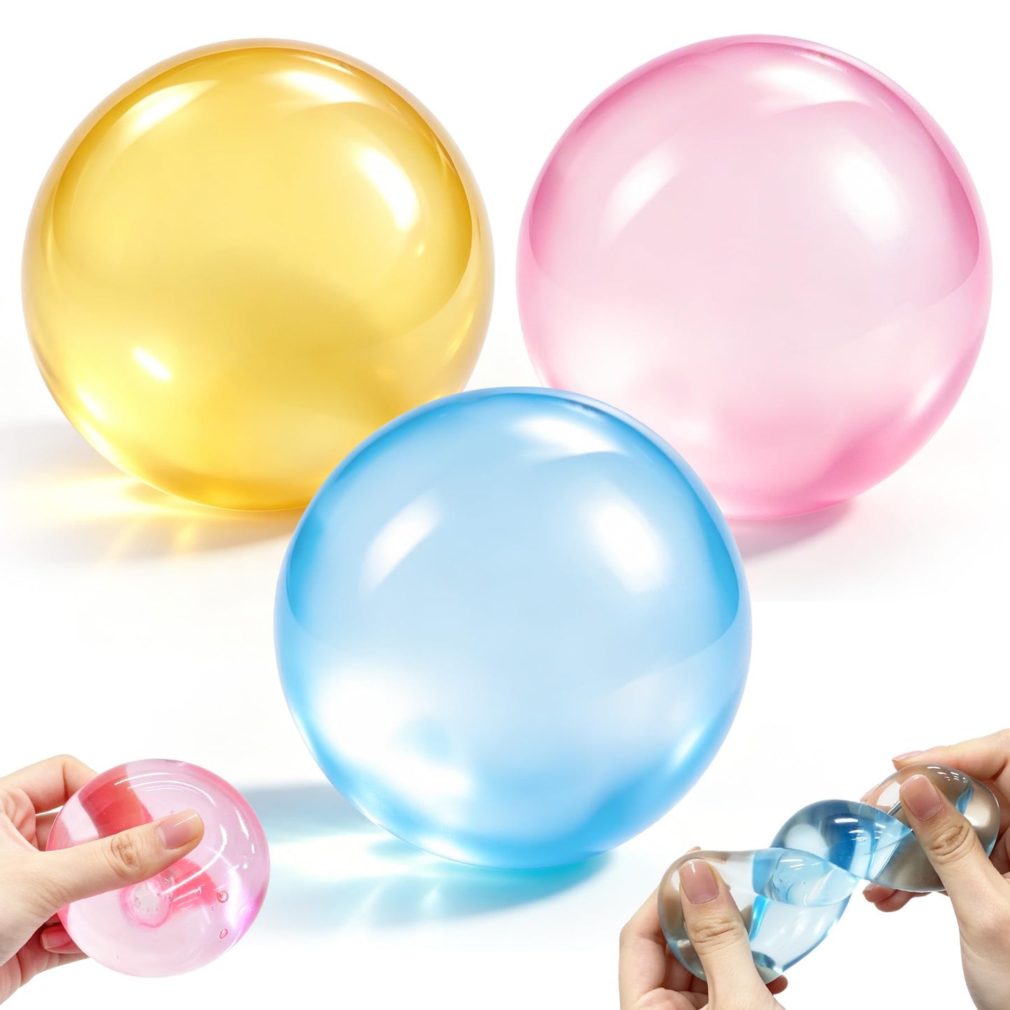 Hot3pc Big Stress Balls for Adults, Squishy Ball Sensory Textured Memory Gel Fidget Toys for Kids/Adults Hand Exercises, Valentines Day Party Favors Anxiety Relief Squeeze Ball(2.36“)