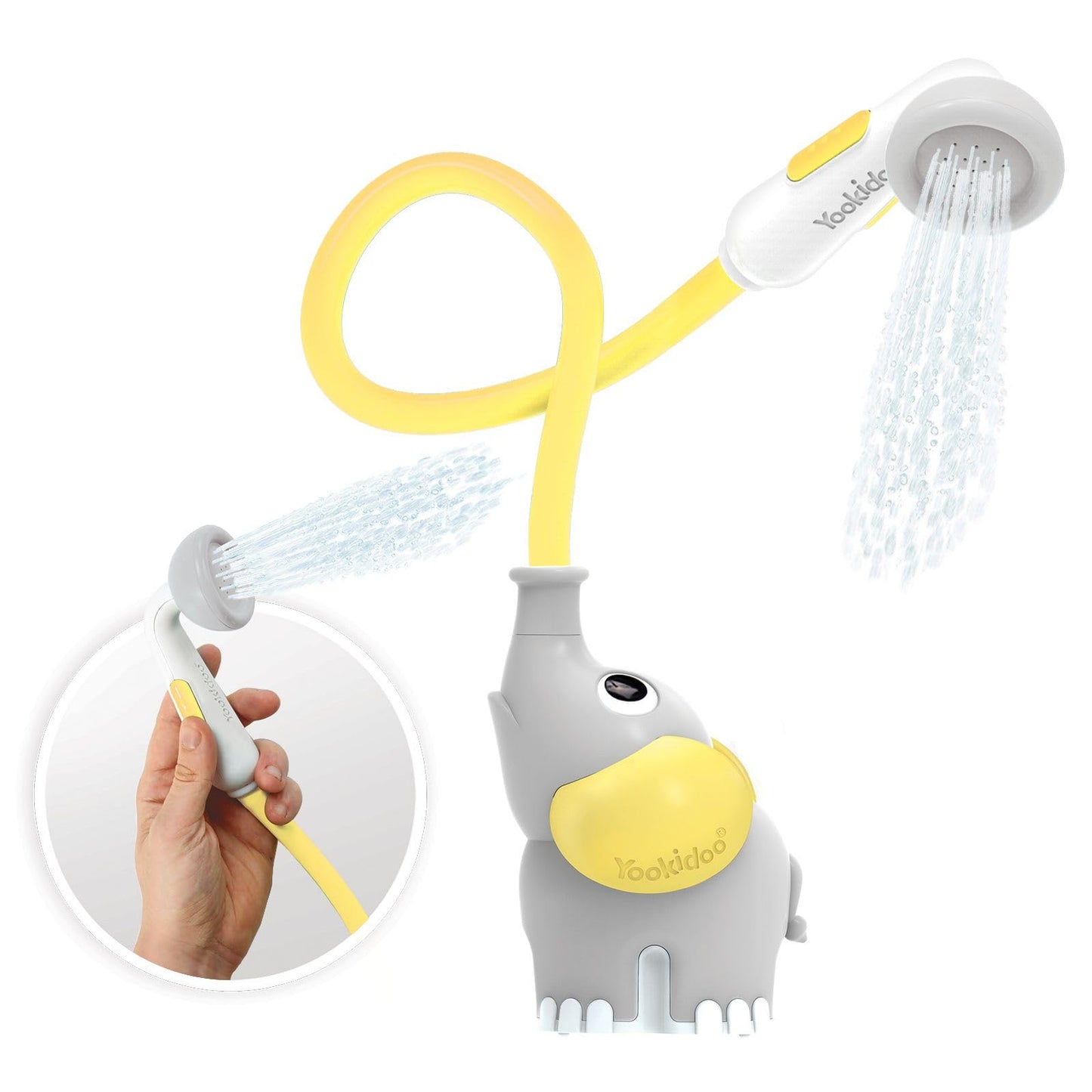 HotYookidoo Baby Bath Shower Head - Elephant Water Pump and Trunk Spout Sprayer - One Handed Flow Control for Newborn Babies in Tub Or Sink (Turquoise)