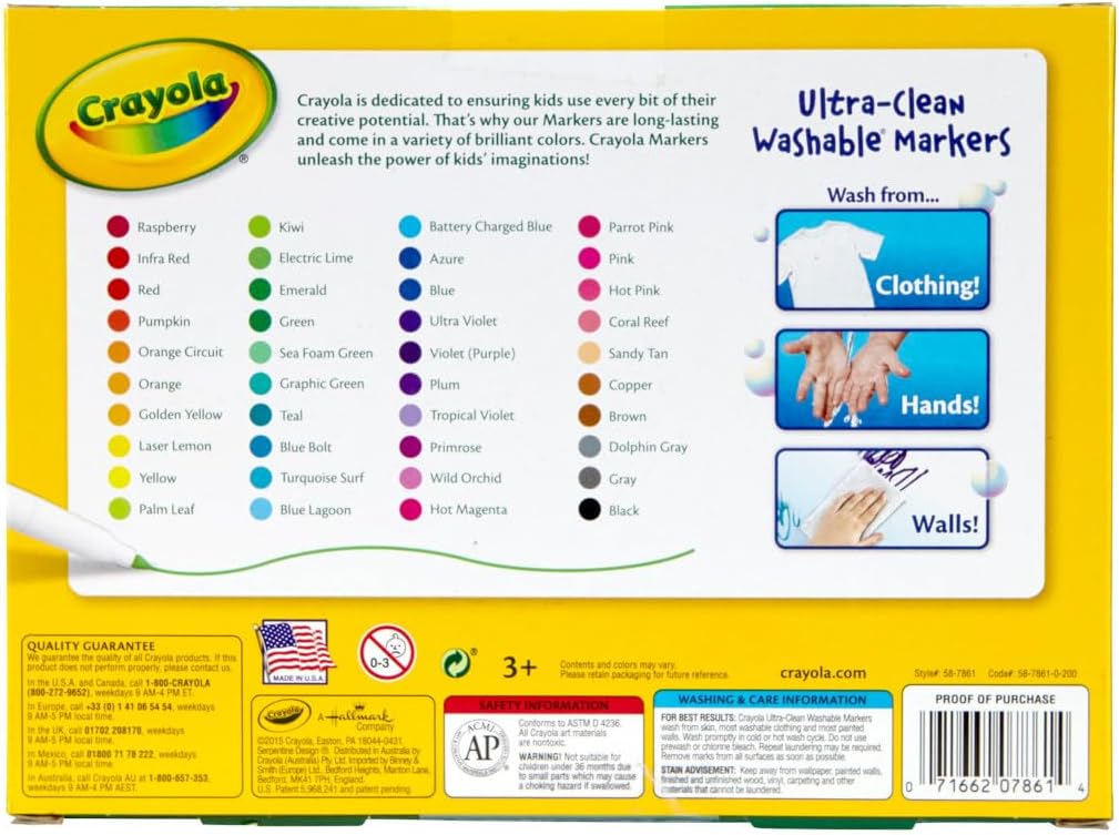 HotCrayola Ultra Clean Fine Line Washable Markers (40ct), School Supplies, Classroom Teacher Must Haves, Homeschool Essentials, Gifts for Kids, Ages 3, 4, 5