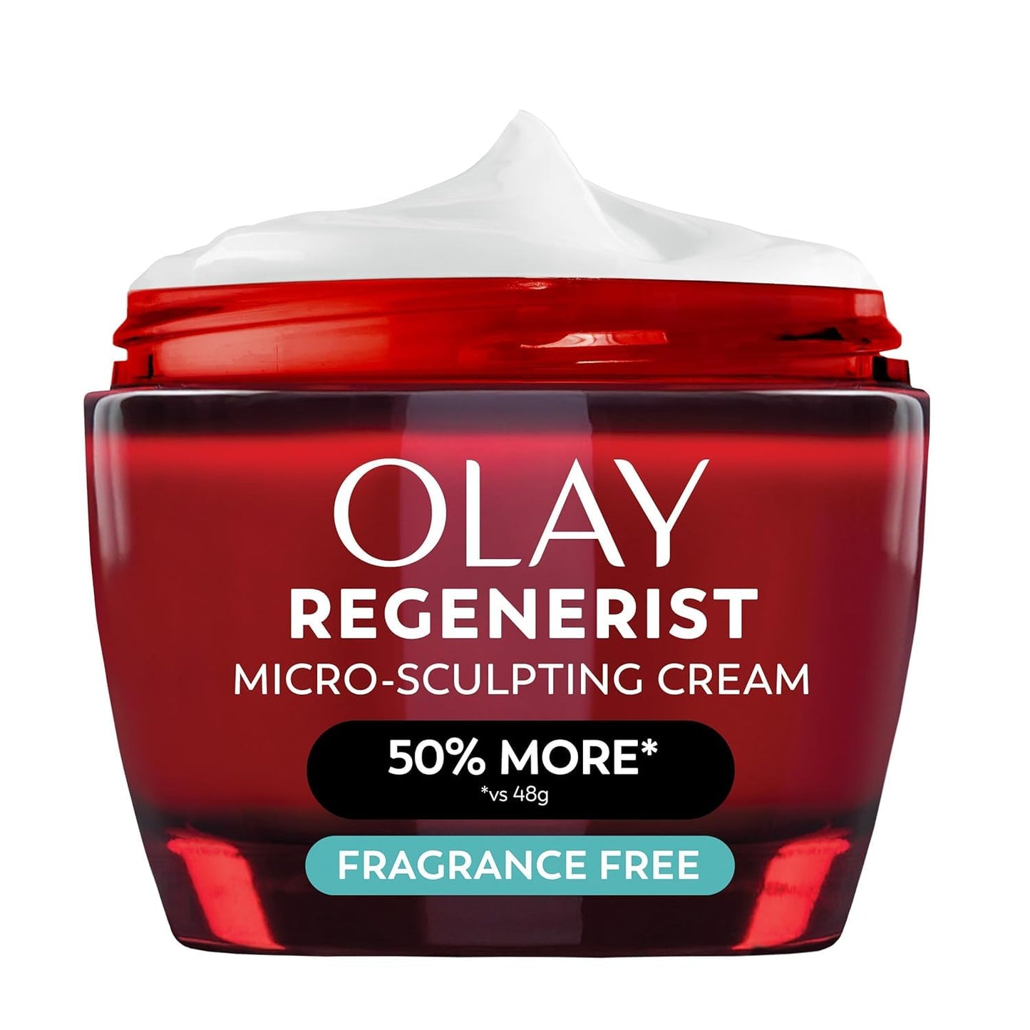 HotOlay Face Moisturizer, Regenerist Micro-Sculpting Cream for Women, Fragrance-Free - Anti-Aging, Anti-Wrinkle, Firming Skin Care - Triple Collagen Cream, Peptide, Hyaluronic Acid, Niacinamide, 2.6oz