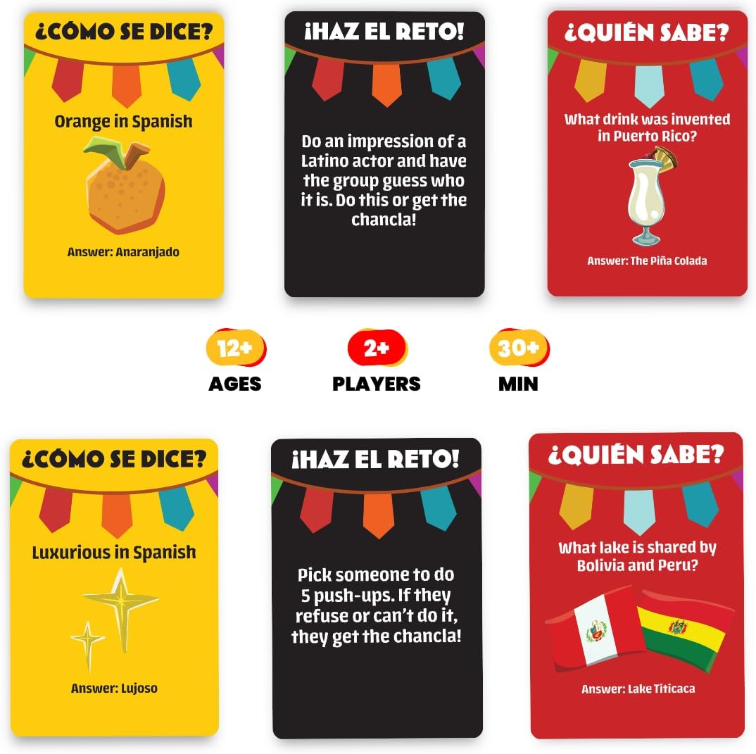 HotViral Studios ¿Cómo Se Dice? – Hilarious Spanish Party Card Game, “Chancla” Included | Funny Latino Game for Families & Adults Game Night | Spanish Trivia for No Sabo Kids | 3+ Players