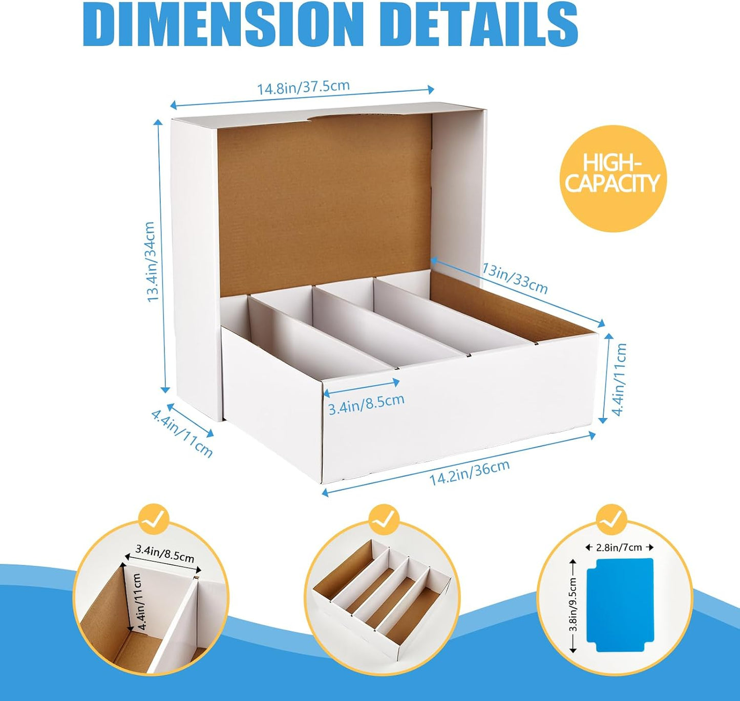 Hot4 Pack Sports Card Boxes 3120 Count Cardboard Card Storage Box White Bulk Card Storage Baseball Card Boxes with 10 Dividers Sports Cards Storage Box for Card Game Baseball Card Storage Boxes