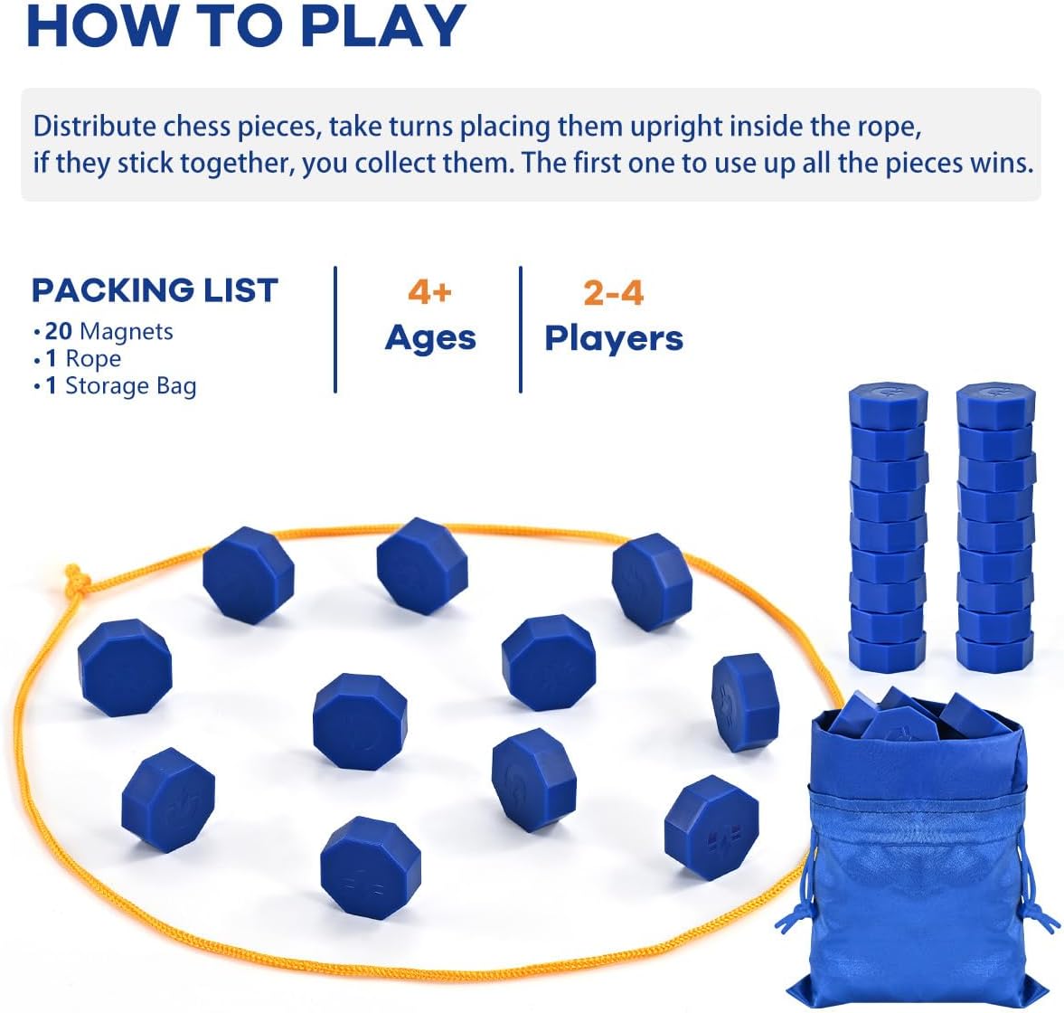 Hot Bameca Magnetic Chess Game with Full-Size Stones, Magnet Game with String | for Family & Party & Travel & Camping, Puzzle Strategy Games, 2 Player Games for Kids & Adults