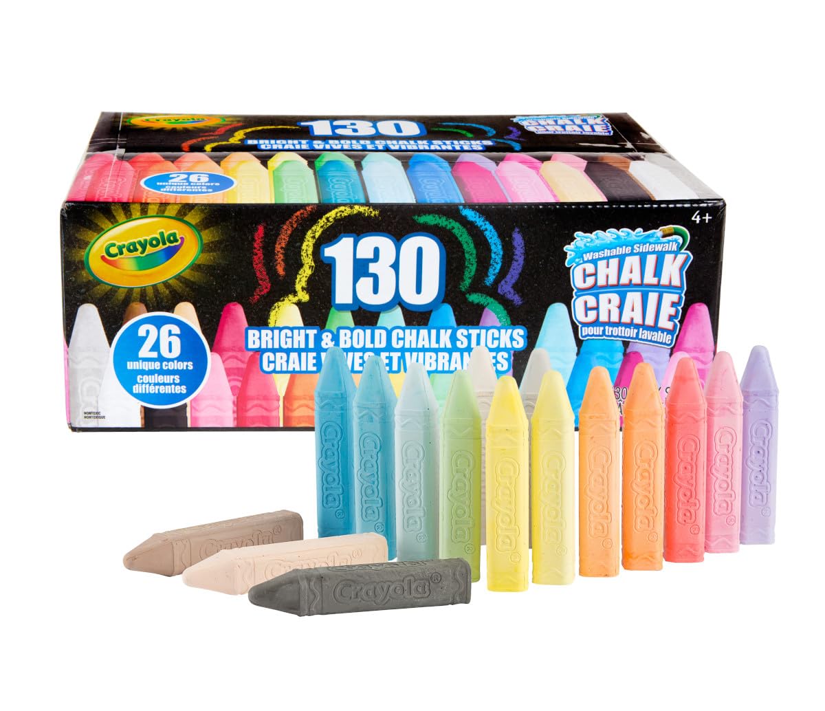 HotCrayola Ultimate Washable Chalk Collection (64ct), Bulk Outdoor Sidewalk Chalk for Kids, Outdoor Activities & Spring Crafts, Gifts for Kids