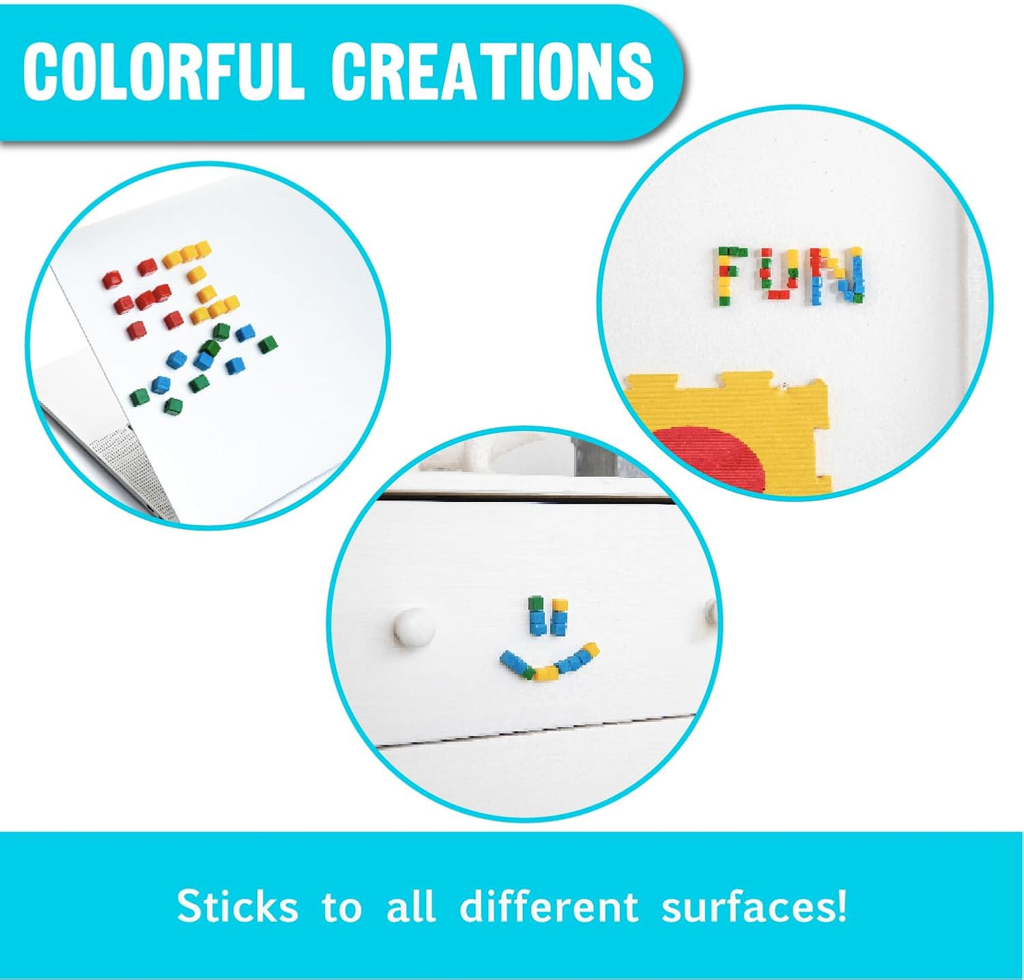 Hot StickiKubes 125-Pack, 4 Colors, Mini Sticky Stacking Cubes, STEM Blocks | Plastic Tub for Easy Storage, Sticks to Any Surface, Non-Toxic, Ages 4+