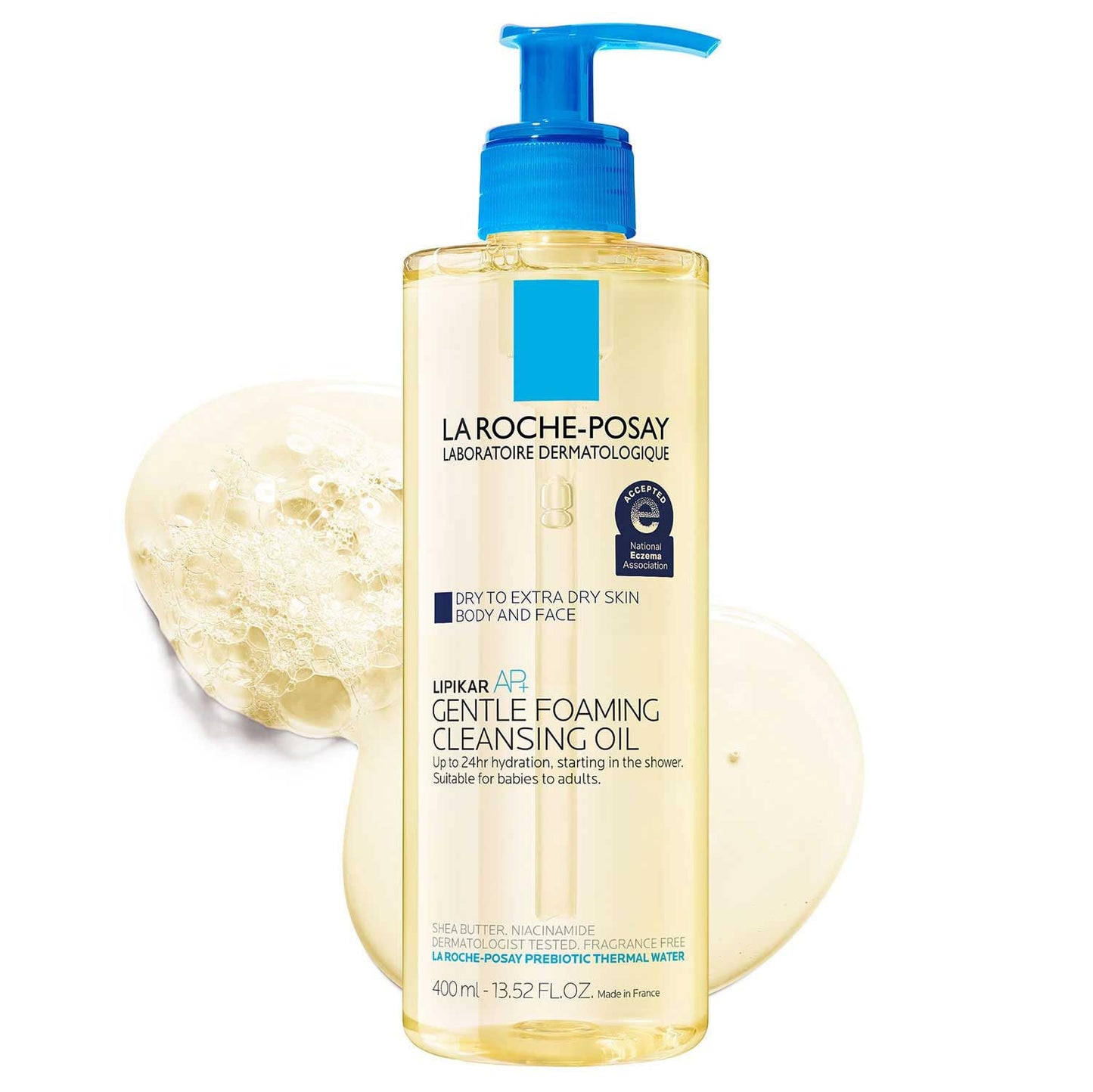 HotLa Roche-Posay Lipikar AP+ Gentle Foaming Cleansing Oil, Gentle Oil Cleanser for Face and Body Formulated with Niacinamide, Long-Lasting 24-hour Hydration, Fragrance-Free & Soap Free