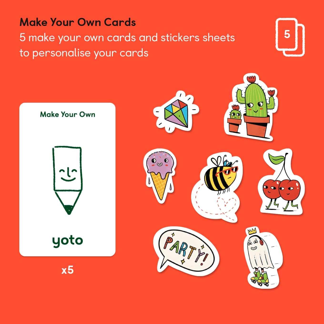 HotYoto Make Your Own Cards – 5 Blank Audio Cards for Use with Player & Mini All-in-1 Audio Device, Record & Play Stories Music Radio Podcasts Birthday Messages & Fun Educational Learning Activities