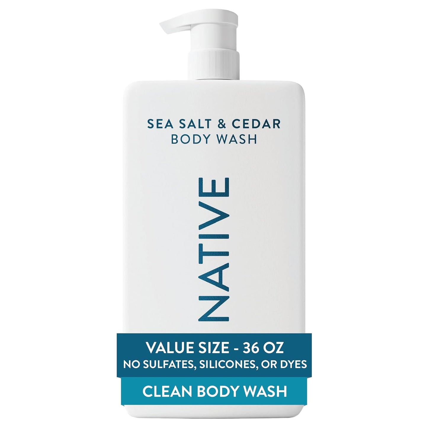 HotNative Body Wash for Women & Men, Sea Salt & Cedar, 36 oz Pump Bottle, Sulfate-Free & Gentle