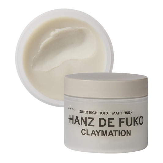 HotHanz de Fuko Claymation – Premium Men’s Hair Styling Clay for a Super High Hold, Matte Finish – Clay & Wax Hybrid, Ideal Texture Product for Straight, Wavy and Thick Hair Types – 2 oz, Travel Size