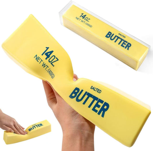 HotBig Butter Squishy,Giant Squishies Butter 14 OZ,Jumbo Slow Rising Squeeze Toys,Large Soft PU Foam Fidget Toy for Anxiety & Sensory Stress Relief 8.7*1.8*1.8 Inch (Big-Yllow Butter 1Pack)