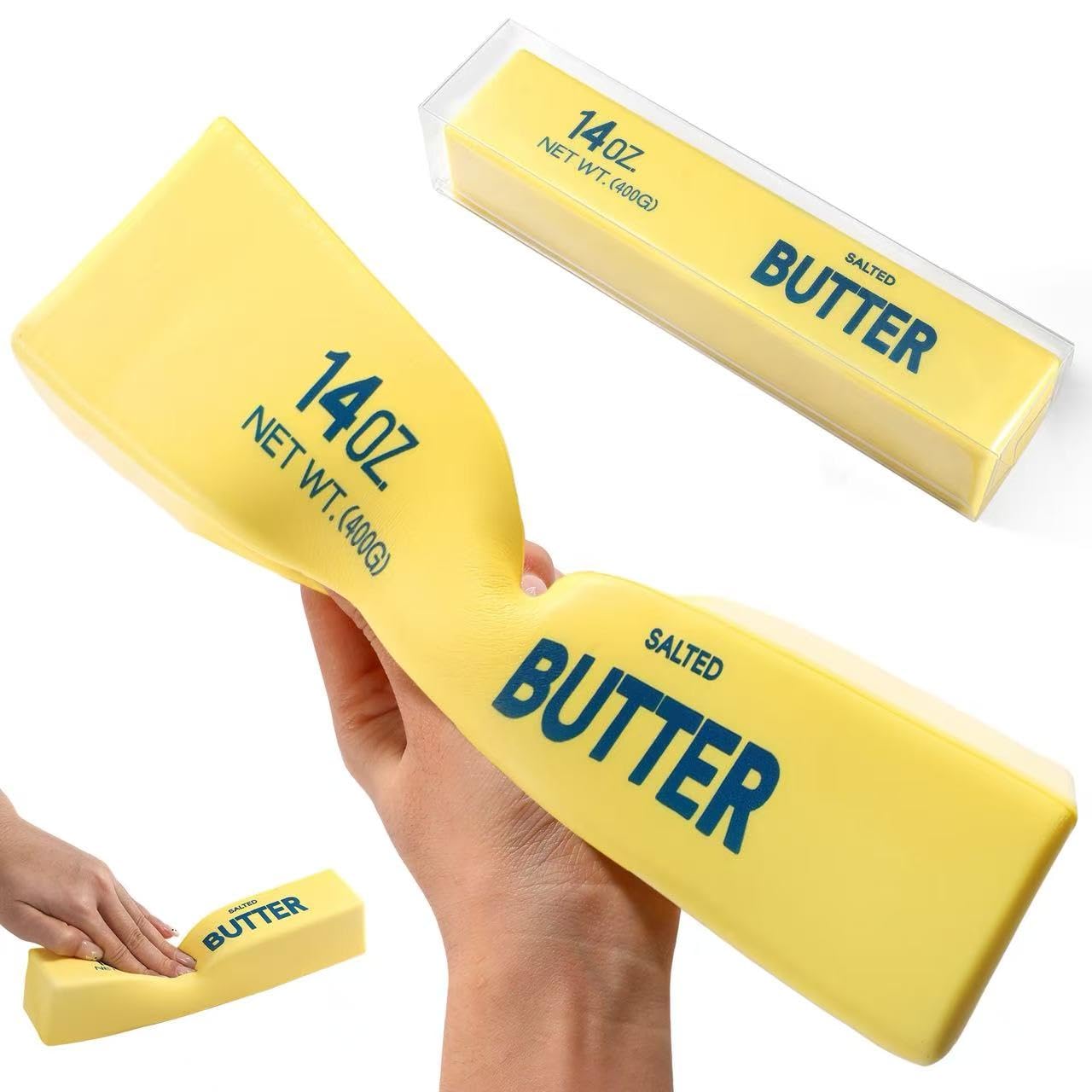 HotBig Butter Squishy,Giant Squishies Butter 14 OZ,Jumbo Slow Rising Squeeze Toys,Large Soft PU Foam Fidget Toy for Anxiety & Sensory Stress Relief 8.7*1.8*1.8 Inch (Big-Yllow Butter 1Pack)
