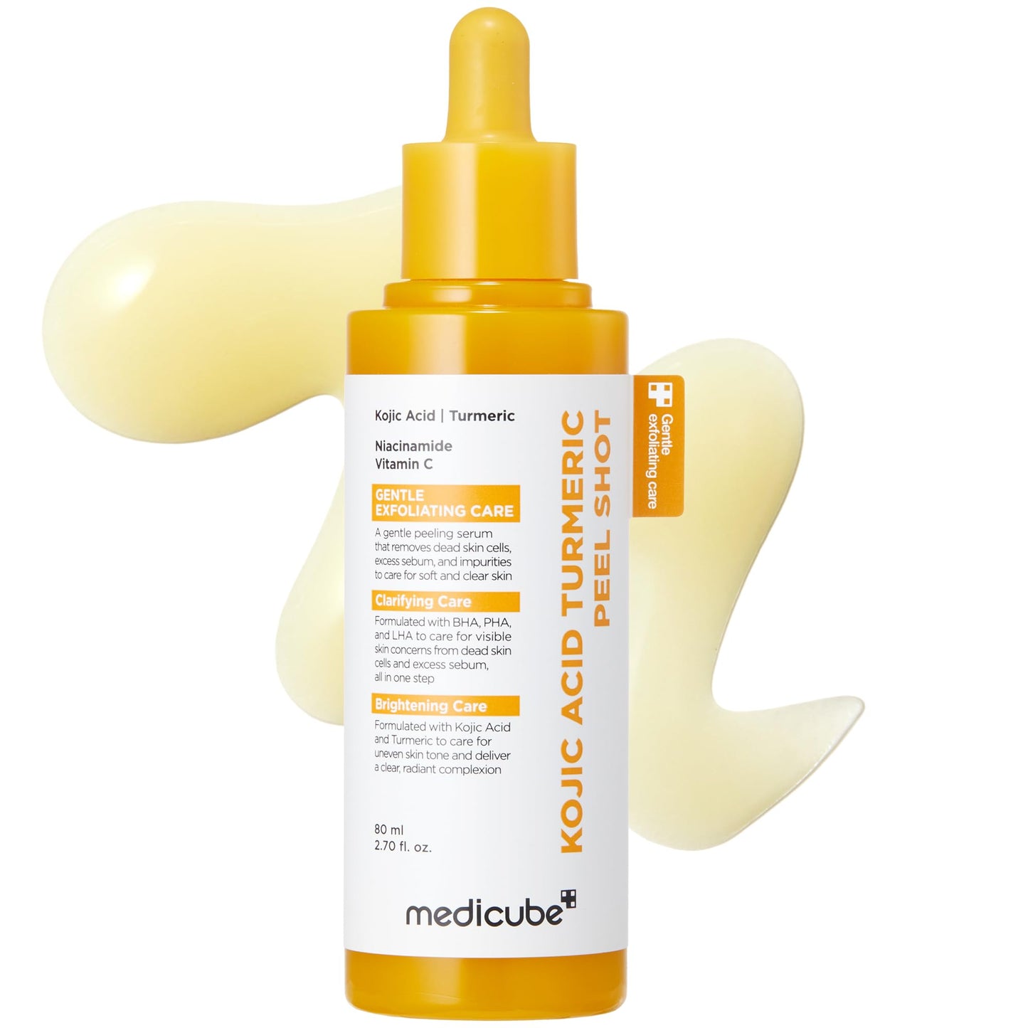 Hotmedicube Peel Shot with Kojic Acid Turmeric | Reset in One Step | Gentle Exfoliating Serum with BHA, LHA, PHA for Dead Skin Cells, Blackheads, Excess Sebum | For Dull, Rough, Troubled Skin | 2.7 fl.oz