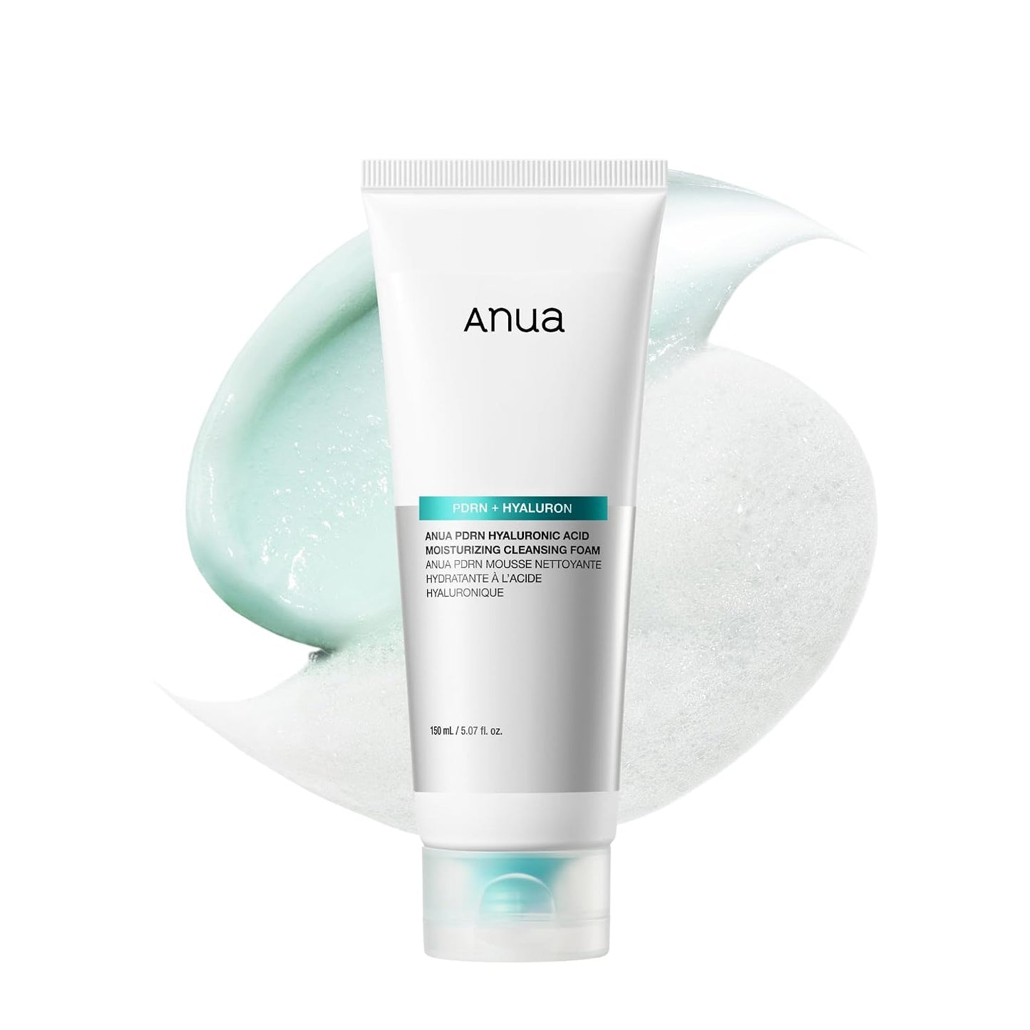HotAnua PDRN Hyaluronic Acid Moisturizing Cleansing Foam, Daily Gentle Face Wash for Dry Skin, Salmon DNA Hydrating & Soft Facial Cleanser, Barrier Repair & Glow Glass Skin, Korean Skincare, 5.07 fl oz.