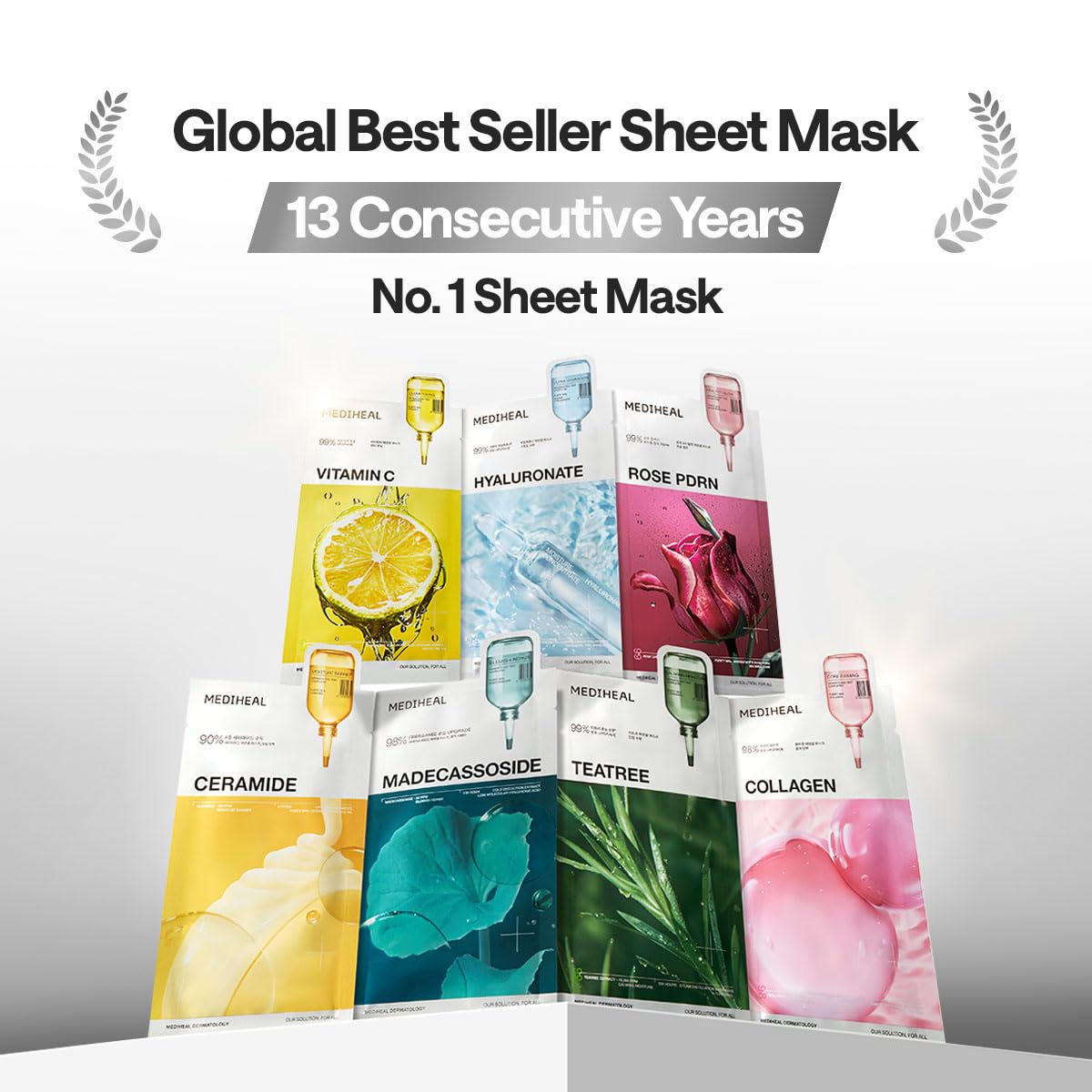 HotMEDIHEAL Madecassoside Essential Face Sheet Mask, Blemish Repair (10ea) | with Centella Asiatica, Ceramide for Soothing Care | Suitable for Sensitive Skin | Plastic-Free Vegan Sheet | Korean Skincare