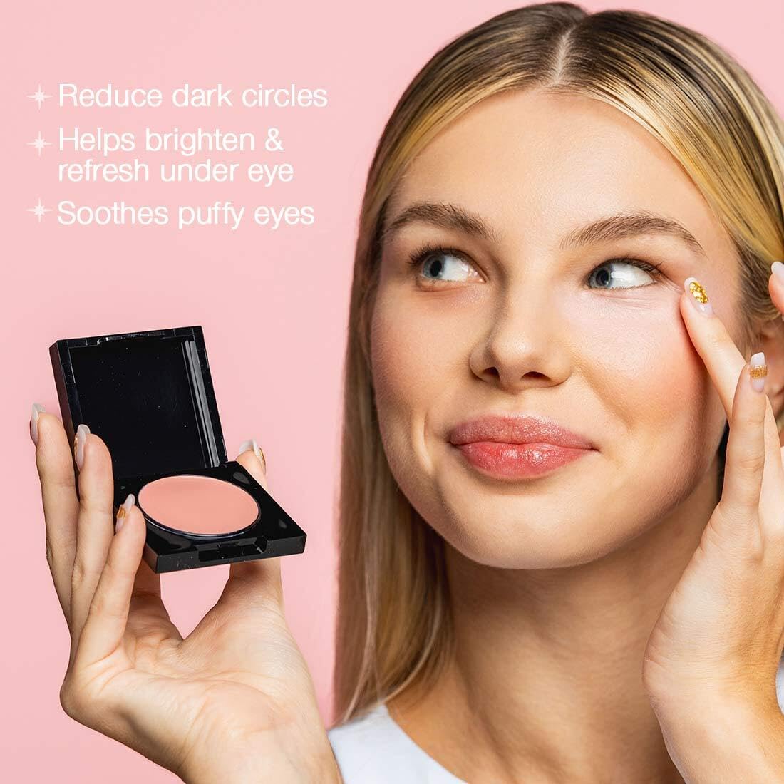 HotPalladio Under Eye Brightener, Conceal, Brightens, Reduces Appearance of Dark Circles, With Caffeine Peptides & Vitamin E, Tired Skin Color Correcting Brightener & Primer, Light to Medium (Soft Pink)