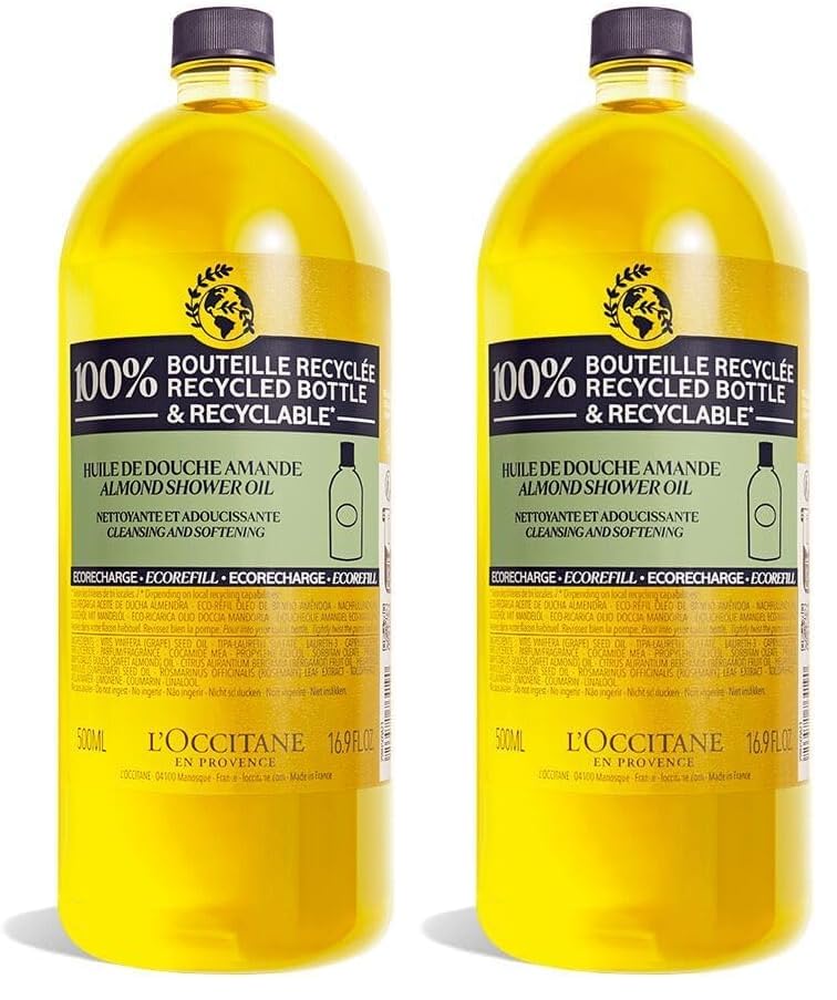 HotL'OCCITANE Cleansing & Softening Almond Shower Oil, Body Wash & Shaving Base Purifies & Smooths Without Drying Skin, Milky Lather, Nourishing Skincare
