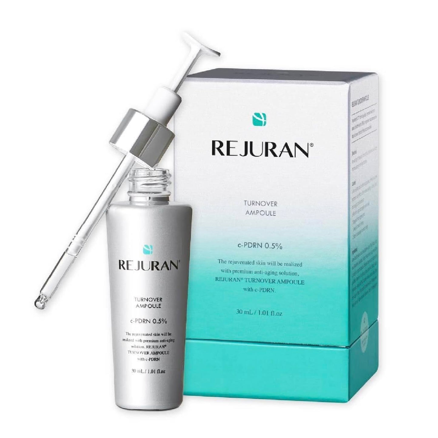 HotREJURAN® Turnover Ampoule, c-PDRN® – Original Salmon DNA PDRN Face Serum for Rejuvenation, Firming, Hydration & Youthful Glow, Refines Skin Texture. Korean Skincare (1.01 fl oz)