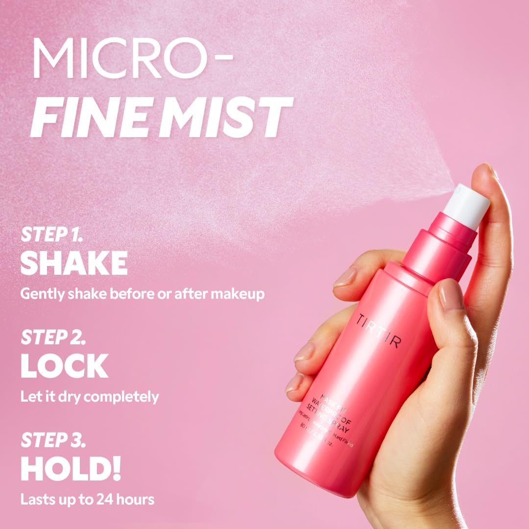 HotTIRTIR Waterproof Setting Spray – 24 Hour Long Lasting Fix, Sweatproof Water Resistant Makeup Finisher – Ethanol Free, Semi Matte Finish for Oily Skin – Korean Makeup Fixer