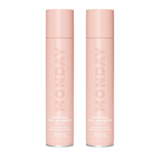 HotMONDAY HAIRCARE ORIGINAL Dry Shampoo with Keratin, oil-absorbing for All Hair Types 200 mL, Dual Pack