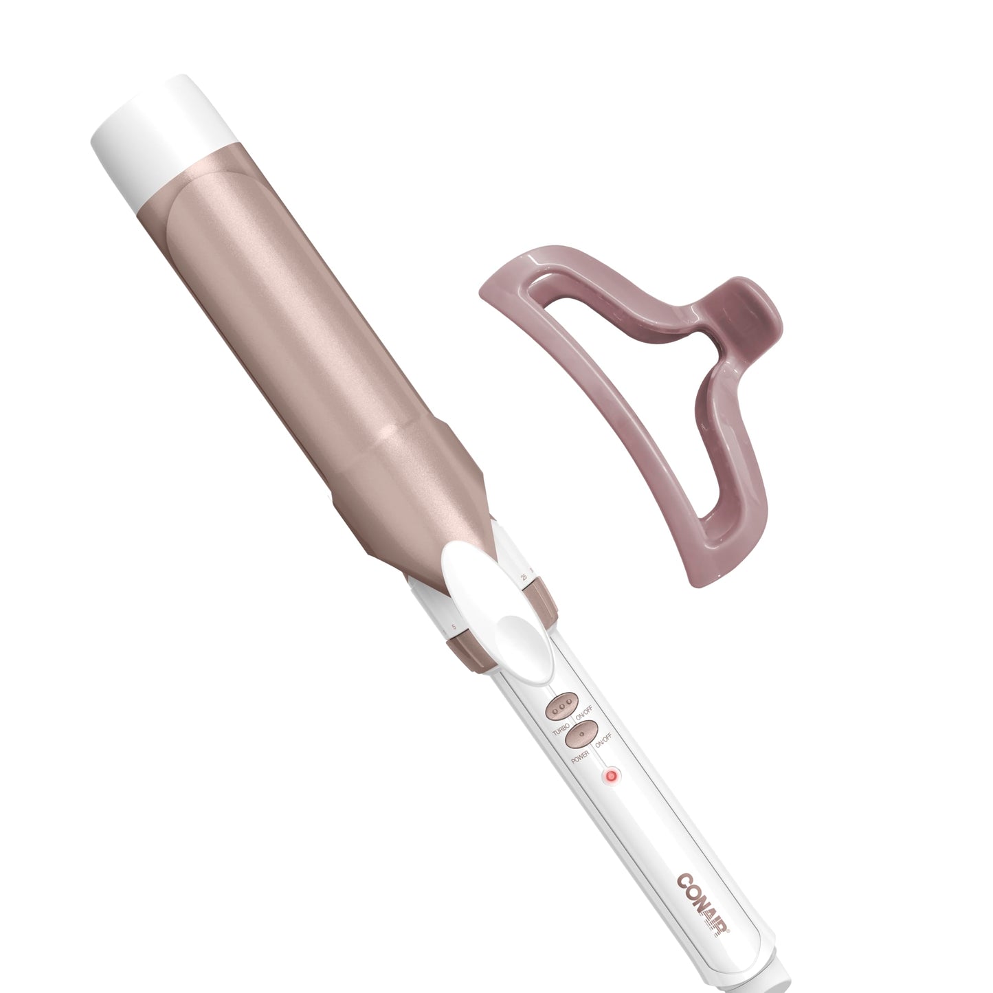 HotConair Curling Iron, Double Ceramic, 1" Barrel, White/Rose Gold | Hair curler and hair waver for medium to long hair with 30 heat settings, built-in heat protection, a cool tip, and auto off