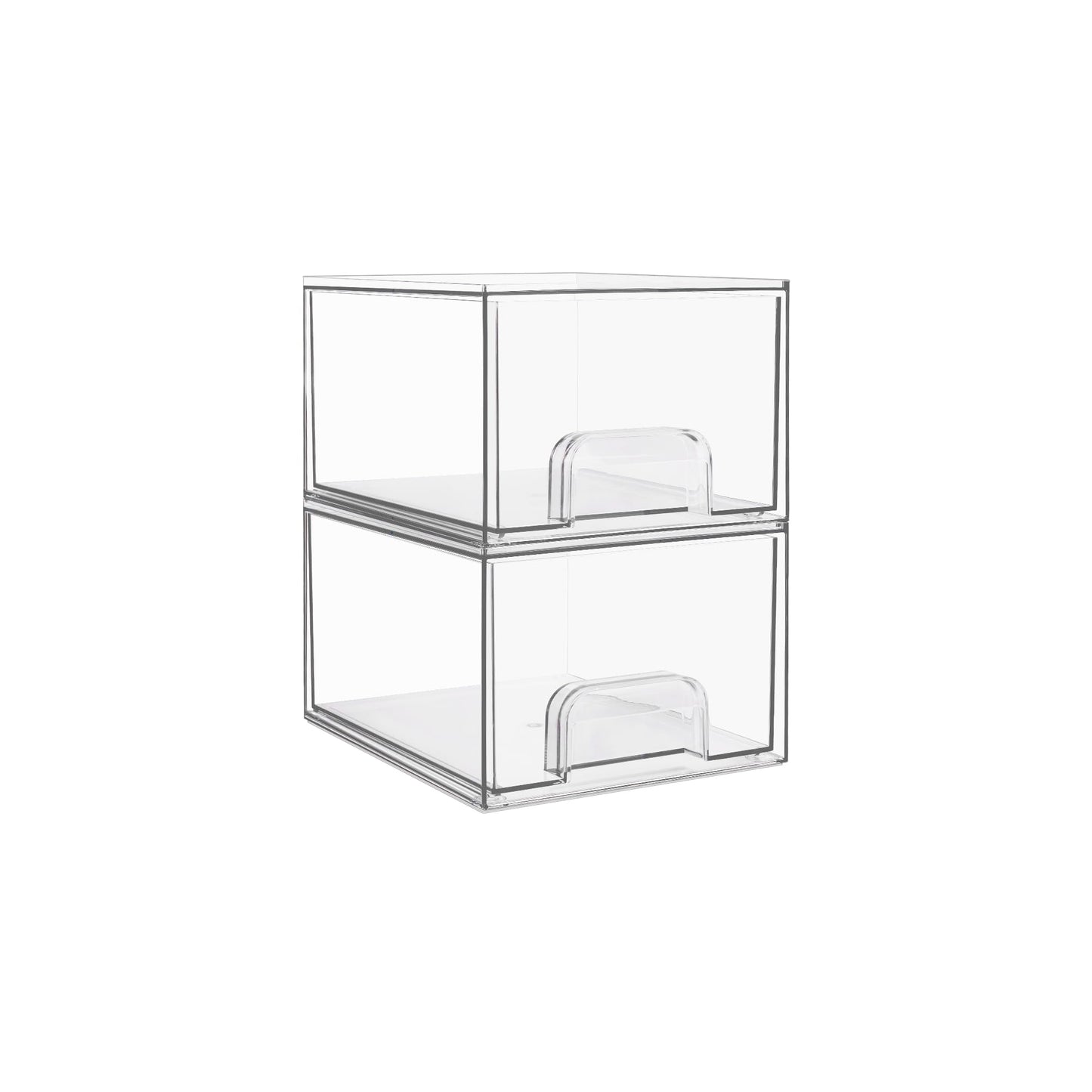 HotVtopmart 4 Pack Small Clear Stackable Storage Drawers,Acrylic Bathroom Makeup Organizer,Plastic Storage Bins for Vanity, Undersink, Kitchen Cabinets, Pantry, Home Organization