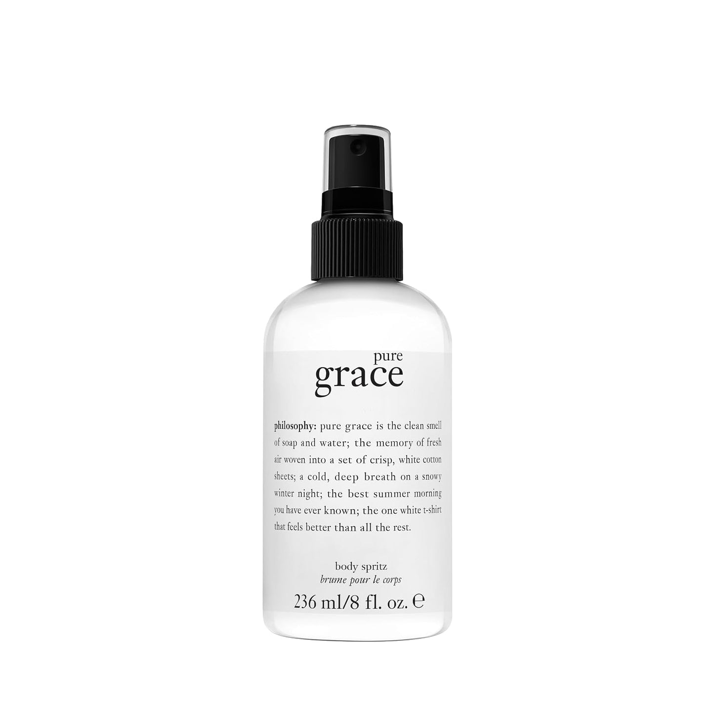 Hot philosophy pure grace body spray - crisp & clean women's scent - with notes of water lily, leafy greens & musk - luxury body spritz for women - long lasting fragrance - 8 fl oz.