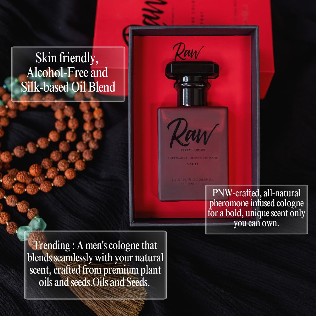 Hot Pheromone Infused Cologne for Men - Raw 1 oz Mens Spray by RawChemistry | Premium Mens Cologne, Long Lasting Perfume for Men, Signature Fragrances, Concentrated Perfume Oil, Daily Use, 1 Oz