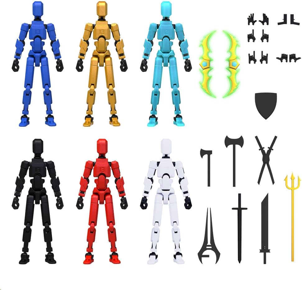 Hot MerryXD 6 Pack Assembly Completed T13 3D Action Figure,Dummy Nova Titan Lucky 13 Action Figure 3D Printed Multi-Jointed Movable Toy