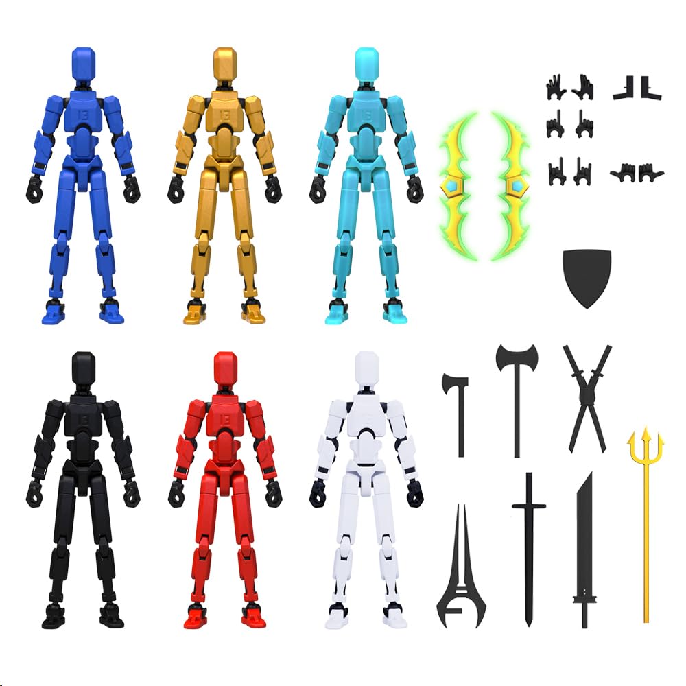 Hot MerryXD 6 Pack Assembly Completed T13 3D Action Figure,Dummy Nova Titan Lucky 13 Action Figure 3D Printed Multi-Jointed Movable Toy