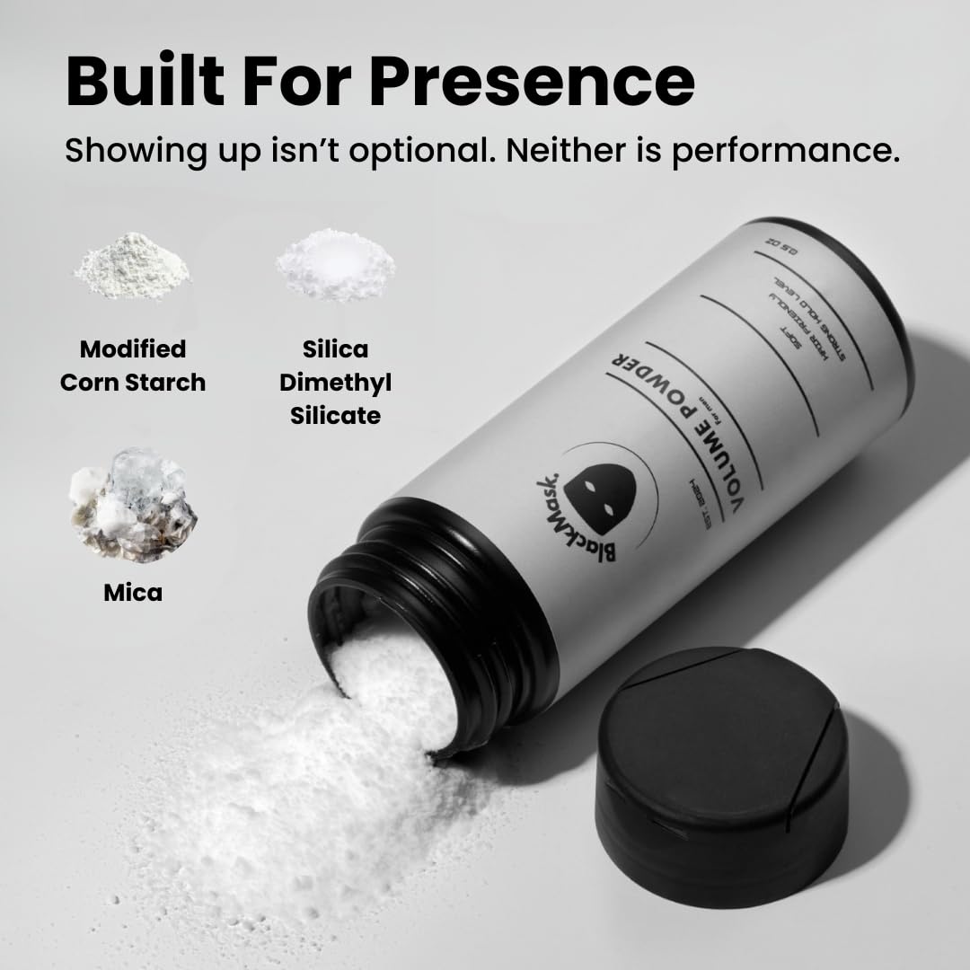HotBlackMask Texture Powder for Men, Easy to Apply - Instantly Adds Texture & Volume, All-Natural Ingredients, Strong Hold, Hair Powder for Men (Pack of 1)